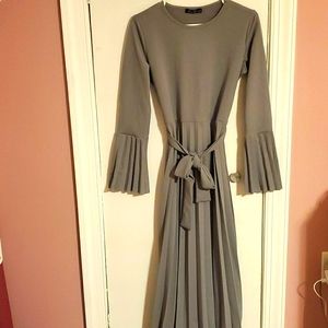 Long Sleeve, Gray Maxi Dress
